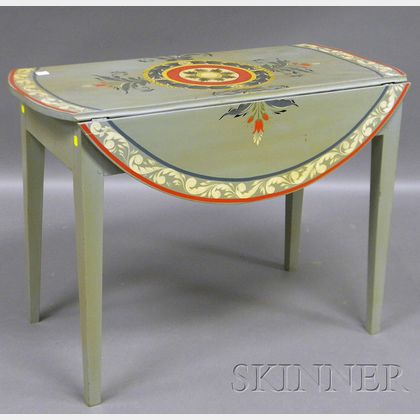 Martha and Ralph Cahoon Polychrome Paint-decorated Drop-leaf Pembroke Table