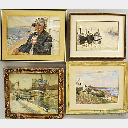 Joseph Margulies (American, 1896-1984) Four Framed Watercolors: Provincetown, Mass.