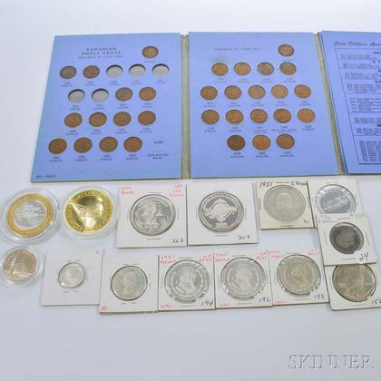 Group of Assorted Foreign Coins and Silver Rounds