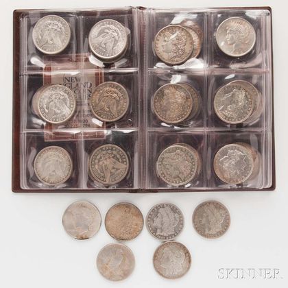 Forty Circulated Morgan and Peace Dollars. Estimate $400-600