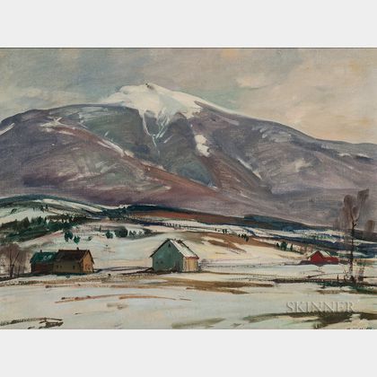 Aldro Thompson Hibbard (American, 1886-1972) Winter, Mt. Mansfield and West River Valley, Vermont