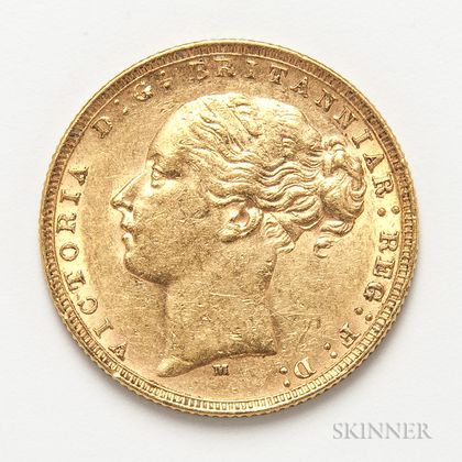 1879-M British Gold Sovereign. Estimate $300-500