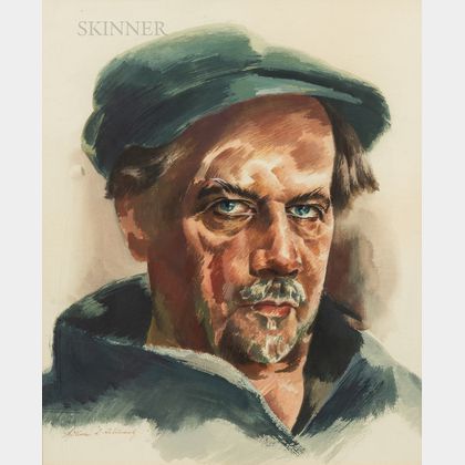 William Samuel Schwartz (American, 1896-1977) Portrait Head of a Working Man in a Cap.
