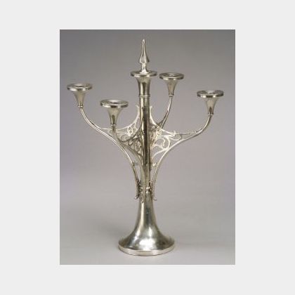 Forbes Edwardian Silver Plated Four-Arm Candelabra. 