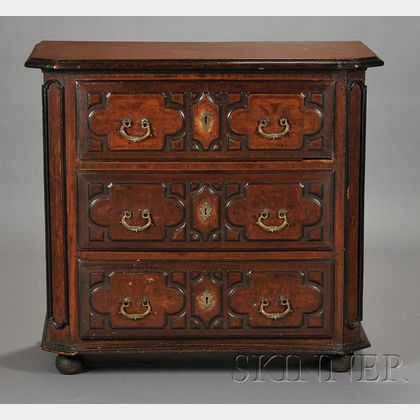 Continental Baroque Walnut and Inlaid Chest of Drawers