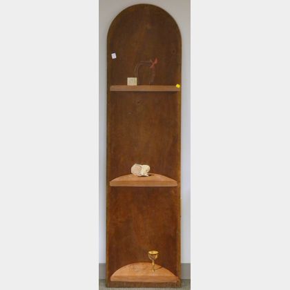 Trompe L'oeil-painted Wood Cabinet Interior Back Panel