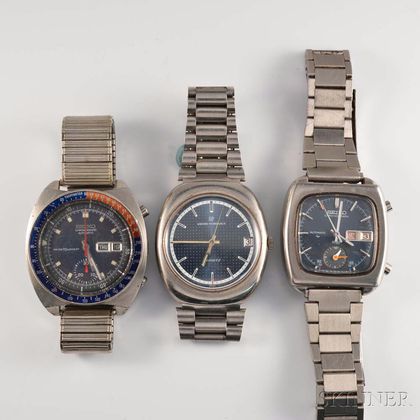 Two Seiko Automatic Watches and a Quartz Girard Perregaux Watch. Estimate $100-150