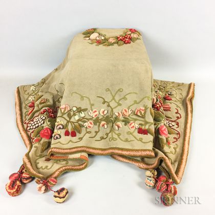 Floral-embroidered Table Cover