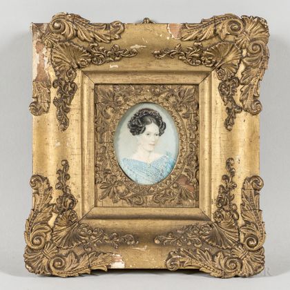 American School, c. 1830 Miniature Portrait of Mrs. Jean McKelvie Davis