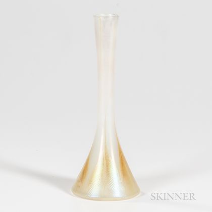 Tiffany Studios White Favrile Pulled Feather Vase