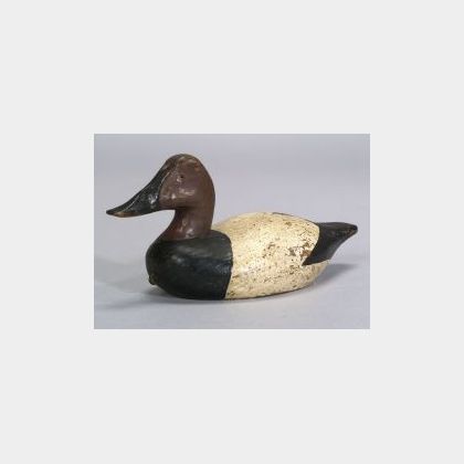 Diminutive Carved and Painted Canvasback Drake Decoy