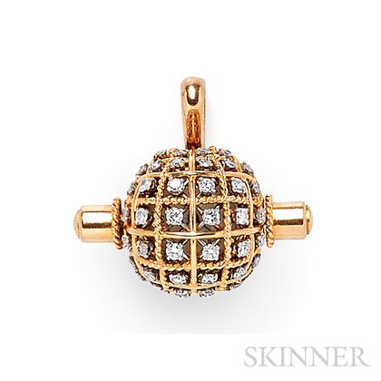 18kt Rose Gold and Diamond Pendant Watch, Sterle