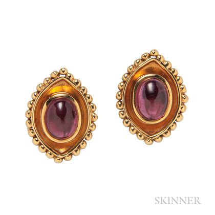 18kt Gold and Garnet "Cassandra" Earrings, Designed by Helen Woodhull
