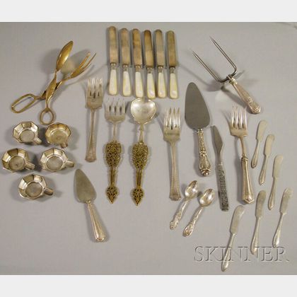 Group of Assorted Sterling Silver and Silver-plated Flatware and Serving Items