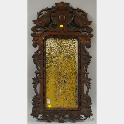 European Carved Oak Framed Mirror