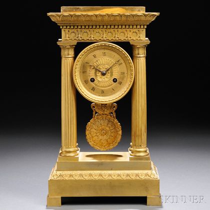 Gilt-brass Portico Mantel Clock