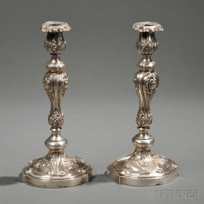 Pair of Imperial Russian .875 Silver Candlesticks