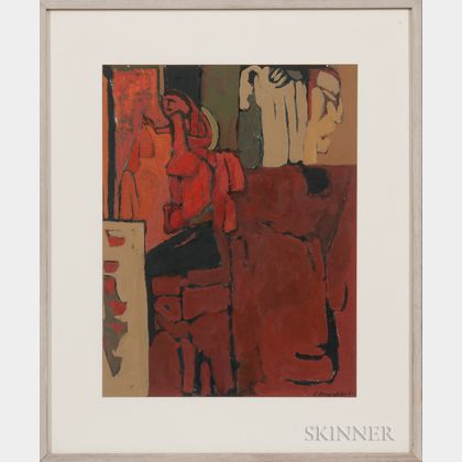 American School, 20th Century Abstract in Orange and Red