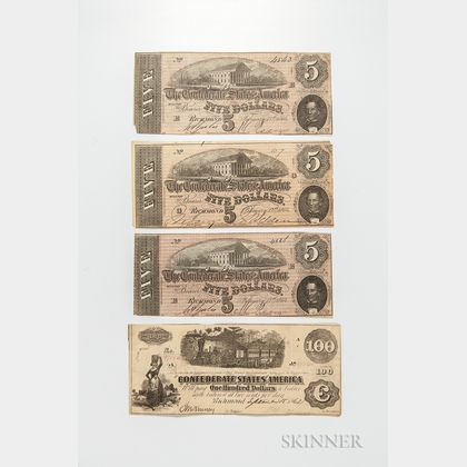 Four Pieces of Confederate Currency