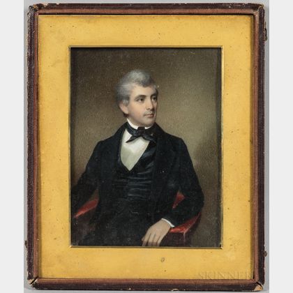 Anglo-American School, Early 19th Century Miniature Portrait of a Gentleman