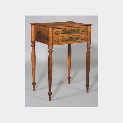 Federal Tiger Maple Academy Painted Work Table