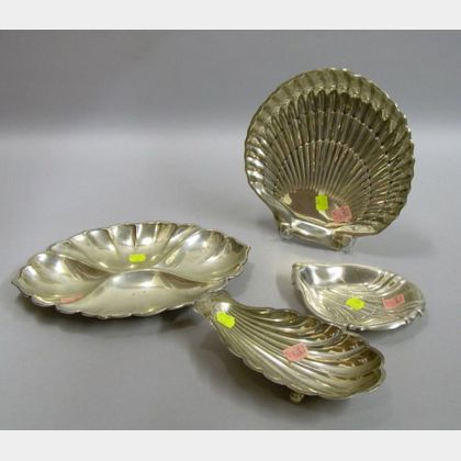Four Sterling Silver Shaped Trays and Bowls