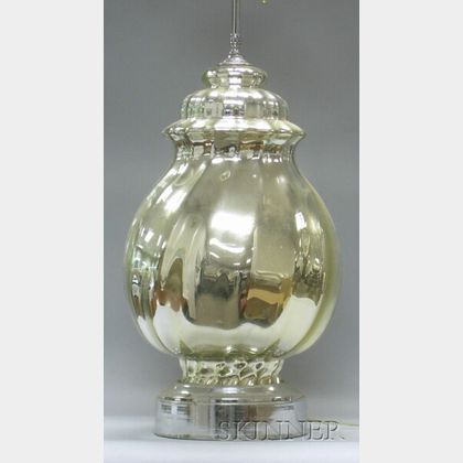 Large Mercury Glass Urn-form Table Lamp
