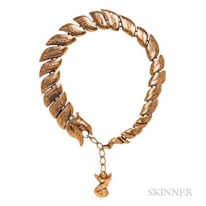 Gilt-bronze "Le Dragon" Necklace, Line Vautrin
