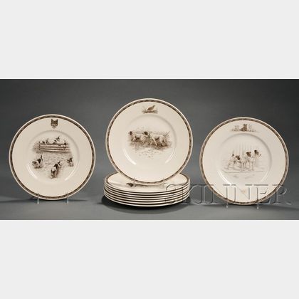 Ten Wedgwood Queen's Ware Marguerite Kermse Design Plates