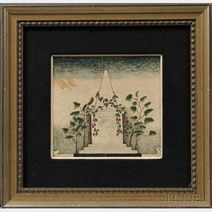 Alexander Hamilton Emmons (American, 1818-?) Small Watercolor Memorial