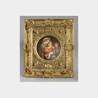 Berlin Painted Porcelain Plaque after Raphael&#39;s &#34;Madonna of the Chair,&#34;