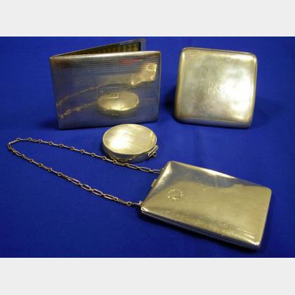 Three Sterling Cigarette Cases and a Compact. 
