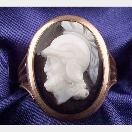 Antique 18kt Rose Gold and Onyx Cameo Ring