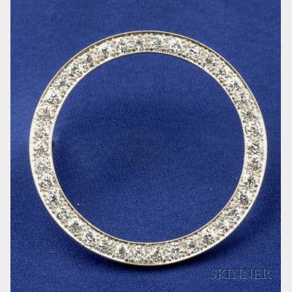 Art Deco Platinum and Diamond Circle Brooch
