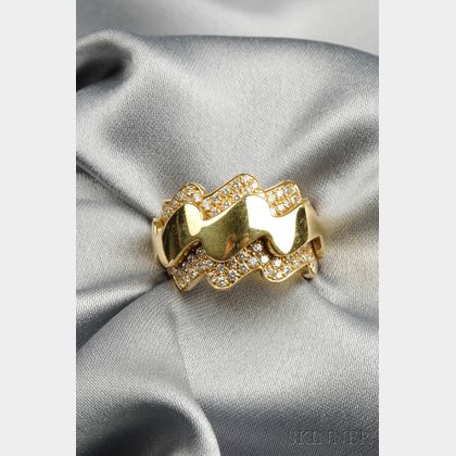 18kt Gold and Diamond "Wave" Ring, Van Cleef & Arpels