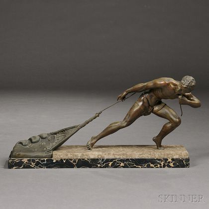 Bronze Figure of a Fisherman with a Net