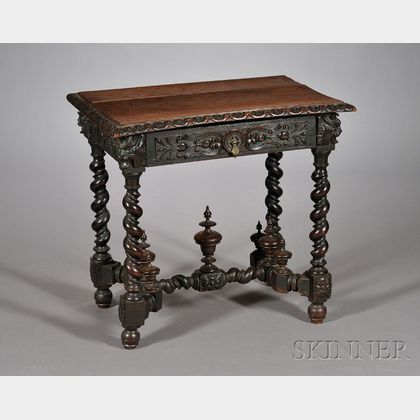 Baroque Revival Carved Walnut Side Table