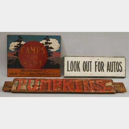 Three Painted Wooden Signs