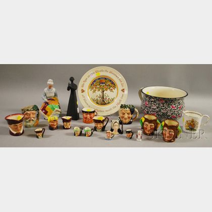 Lot of Royal Doulton and Other Ceramic Character Jugs, Figures, and Collectibles