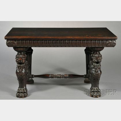 Mediterranean Revival-style Carved Oak Table