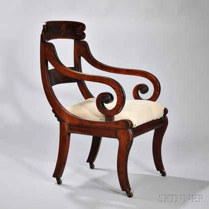 Classical Carved Mahogany Armchair