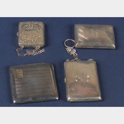 Three Sterling Cigarette Cases and a Sterling Compact