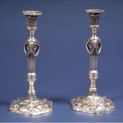 Pair of Neoclassical Silver Candlesticks