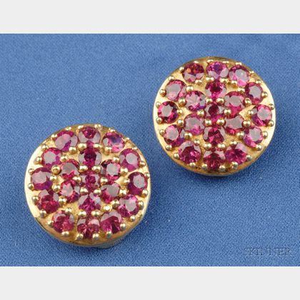 18kt Gold and Rubellite Earclips, Laura Munder