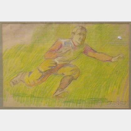 Framed Pastel on Paper, Study for the Football Match , by Philip Leslie Hale (American, 1865-1931)