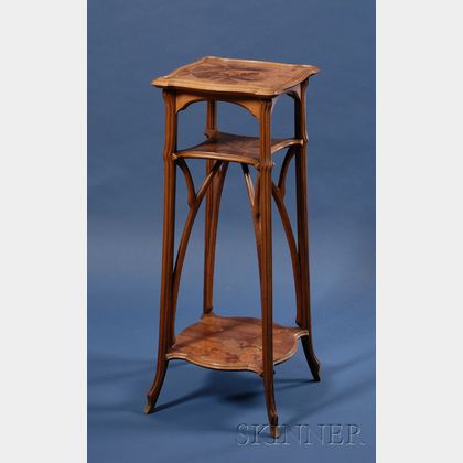 Galle Art Nouveau Marquetry-inlaid Walnut Plant Stand