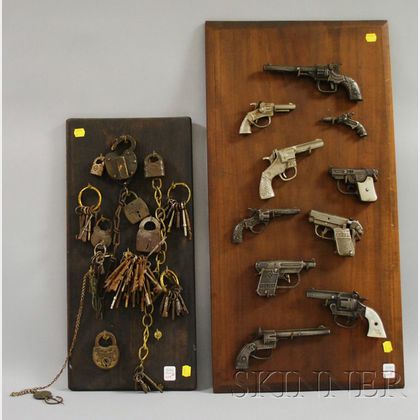 Collection of Vintage and Early Toy Cap Pistols and a Collection of Vintage Padlocks with a Large Assortment of Keys