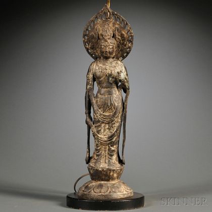 Bronze Guanyin Mounted as a Lamp