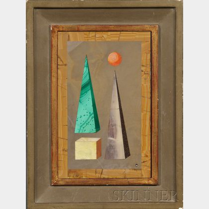Richard Allmand Blow (American, 1904-1983) Untitled [Pyramids, Spheres, and Cube]