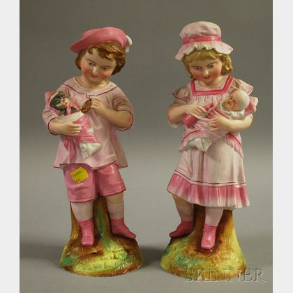 Pair of Painted Bisque Figures of Children